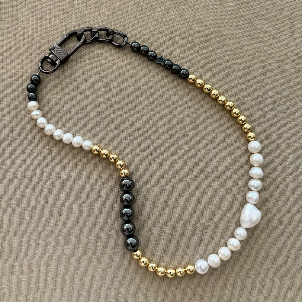 Modern Stone Necklace with Charm - Picture 10 of 12